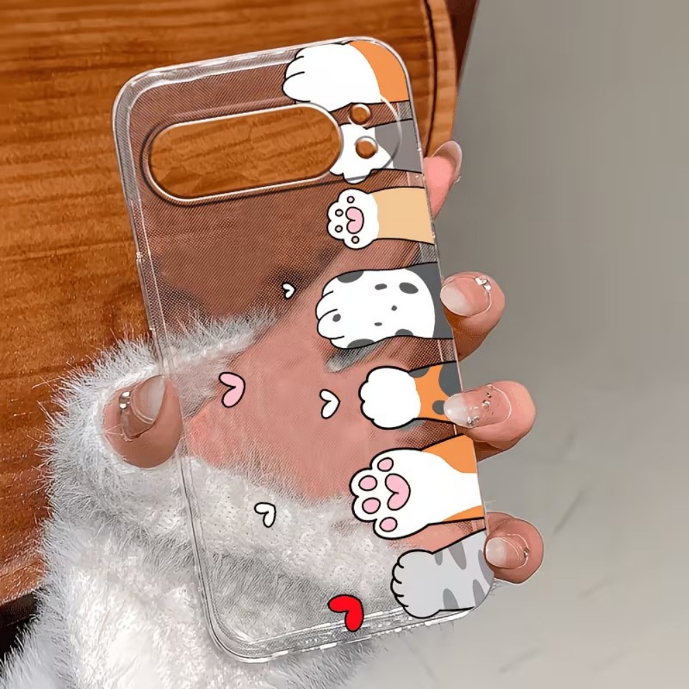 漫画猫の足跡クリスタルクリアシリコン製スマホケース Goog - Google Pixel 9 Pro のレビューと価格