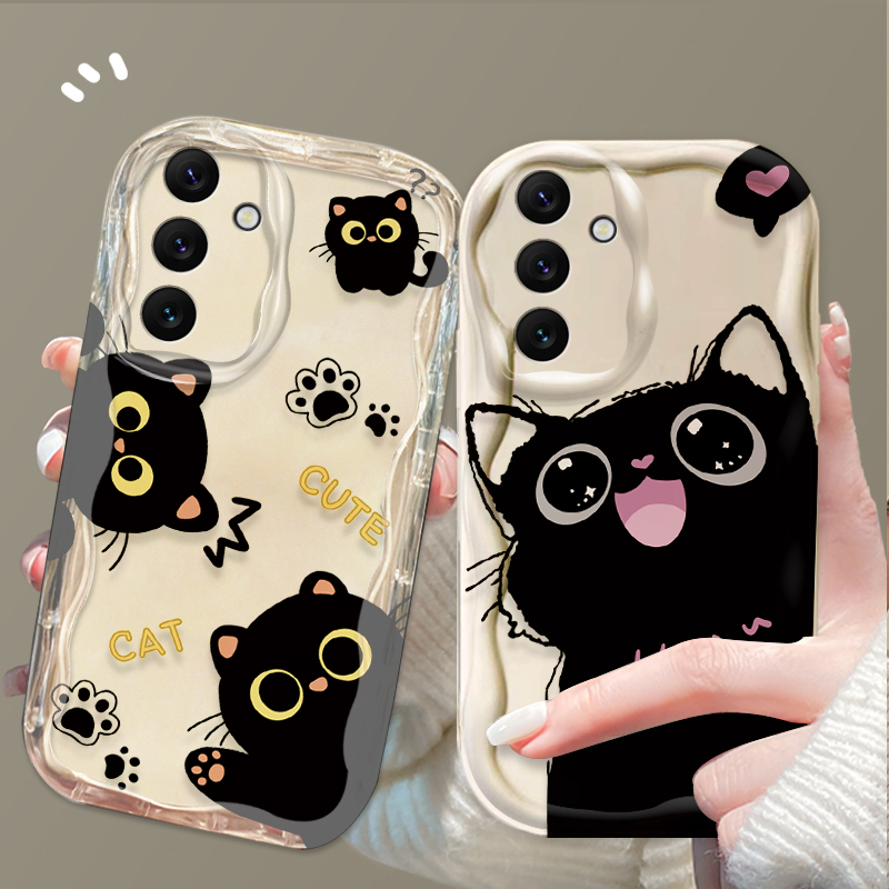 かわいい大きな目の黒猫ケース Samsung Galaxy  - Samsung Galaxy A55 のレビューと価格