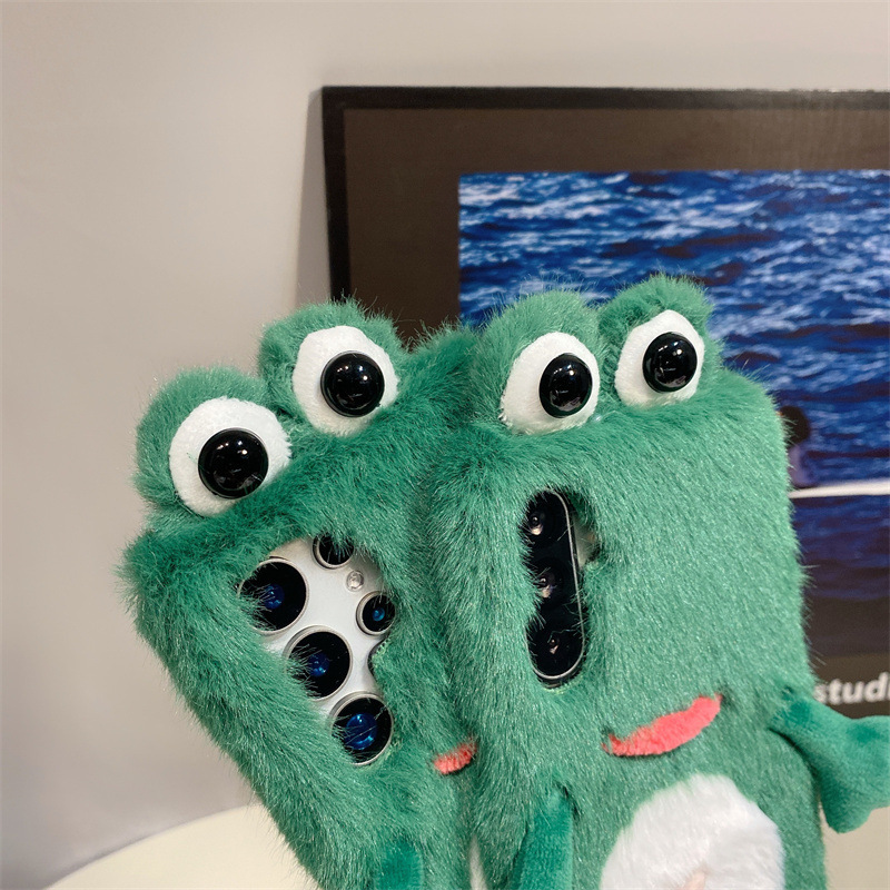 ぬいぐるみカエルのスマホケース、かわいい緑色の動物3Dソフト - Samsung Galaxy S25 のレビューと価格